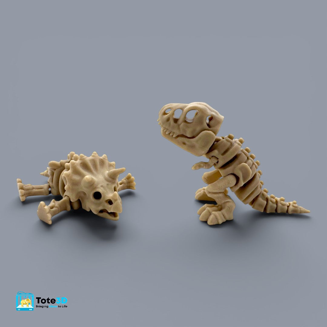 Flexi Dinosaur Fossils T-Rex & Triceratops (Bone Color, Articulated)