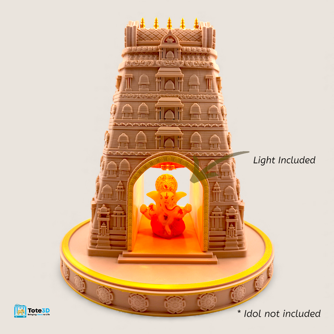 Mini Gopuram with Built-in Lighting | 3D Printed Home Temple