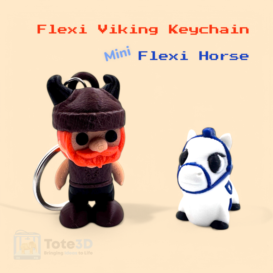 Flexi Viking Keychain & Mini Flexi Horse Set 🗡️🐴