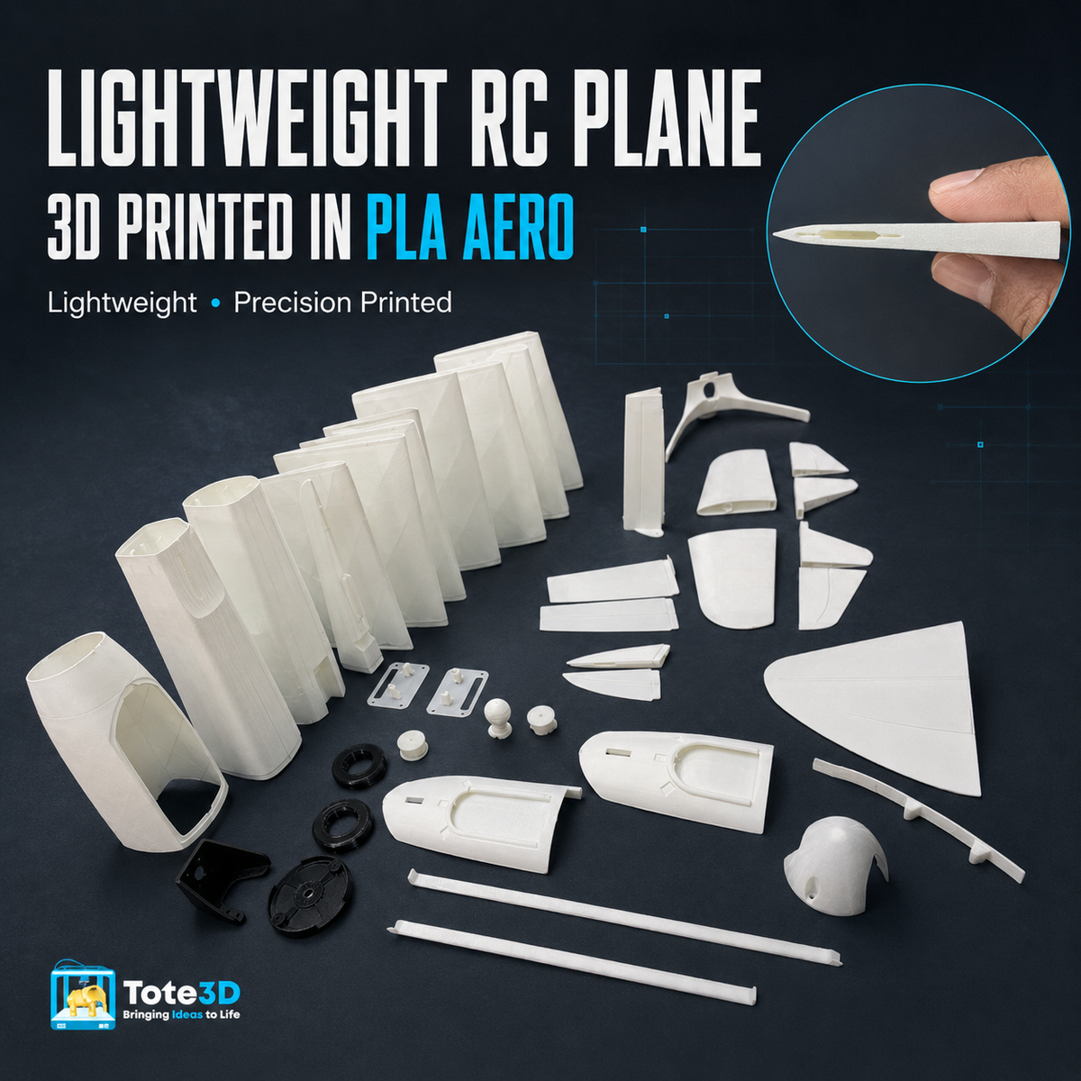 Lightweight RC Plane Parts – 3D Printed in PLA Aero