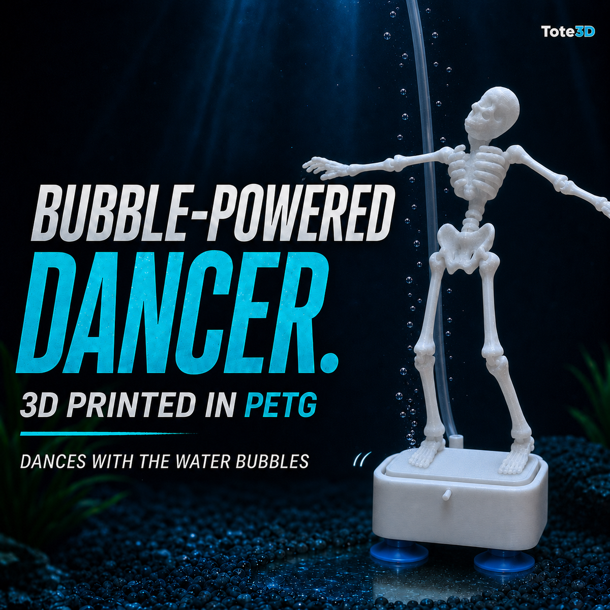 Bubble-powered aquarium dancer