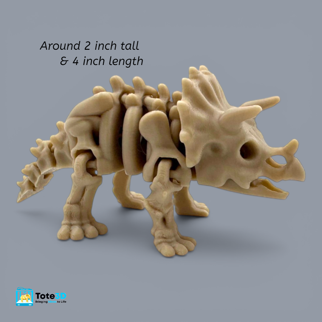 Flexi Dinosaur Fossils T-Rex & Triceratops (Bone Color, Articulated)