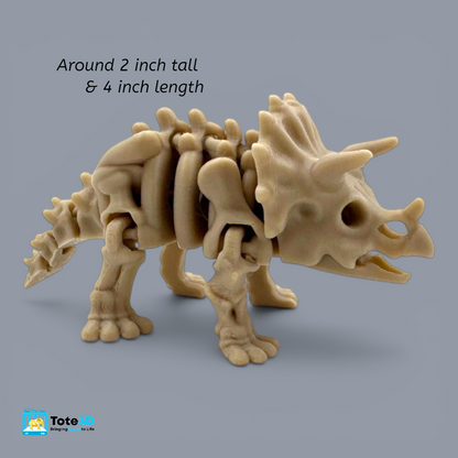 Flexi Dinosaur Fossils T-Rex & Triceratops (Bone Color, Articulated)