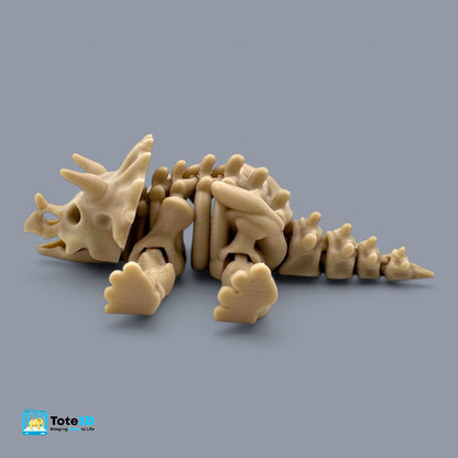 Flexi Dinosaur Fossils T-Rex & Triceratops (Bone Color, Articulated)