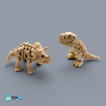 Flexi Dinosaur Fossils T-Rex & Triceratops (Bone Color, Articulated)