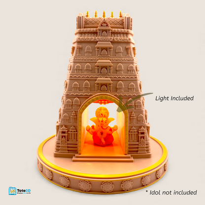 Mini Gopuram with Built-in Lighting | 3D Printed Home Temple