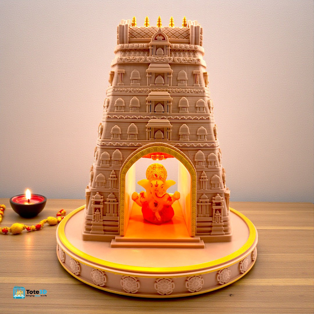 Mini Gopuram with Built-in Lighting | 3D Printed Home Temple