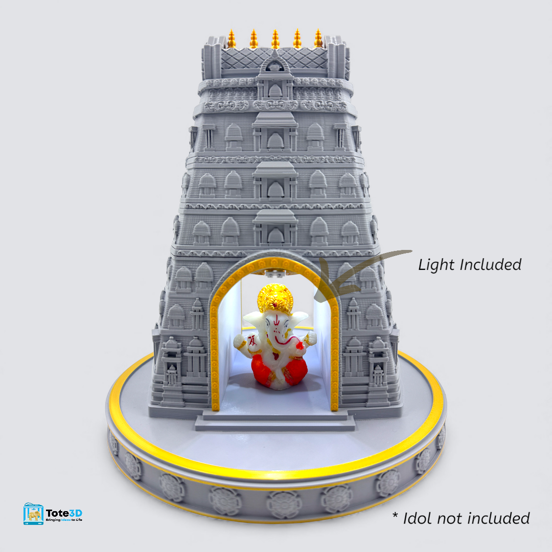 Mini Gopuram with Built-in Lighting | 3D Printed Home Temple