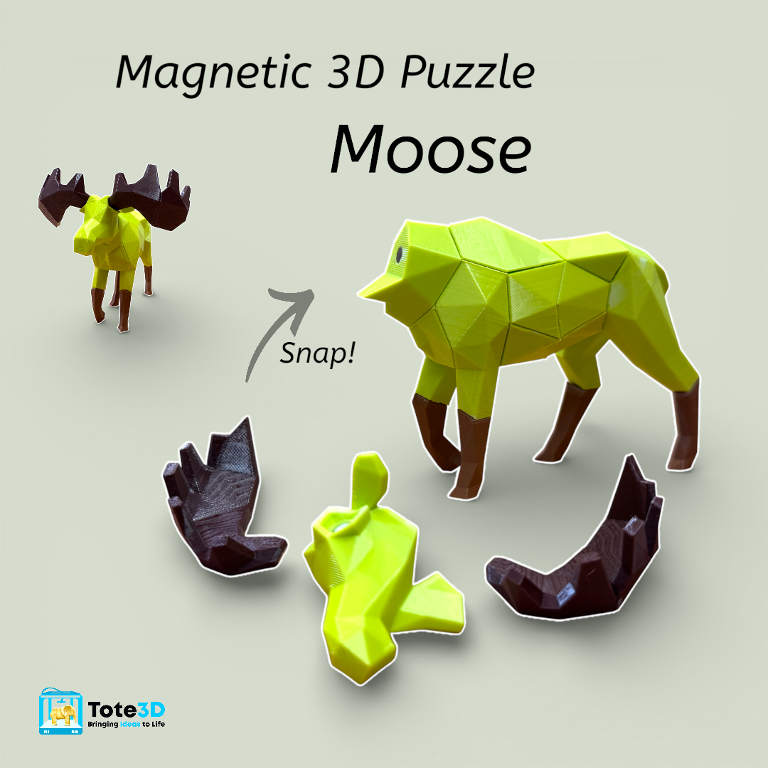 Moose 3D Magnetic Puzzle  – Snap Fit Toy & Creative Build