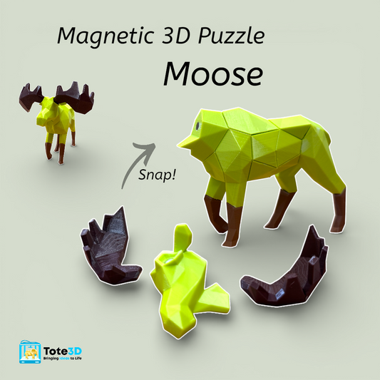 Moose 3D Magnetic Puzzle  – Snap Fit Toy & Creative Build