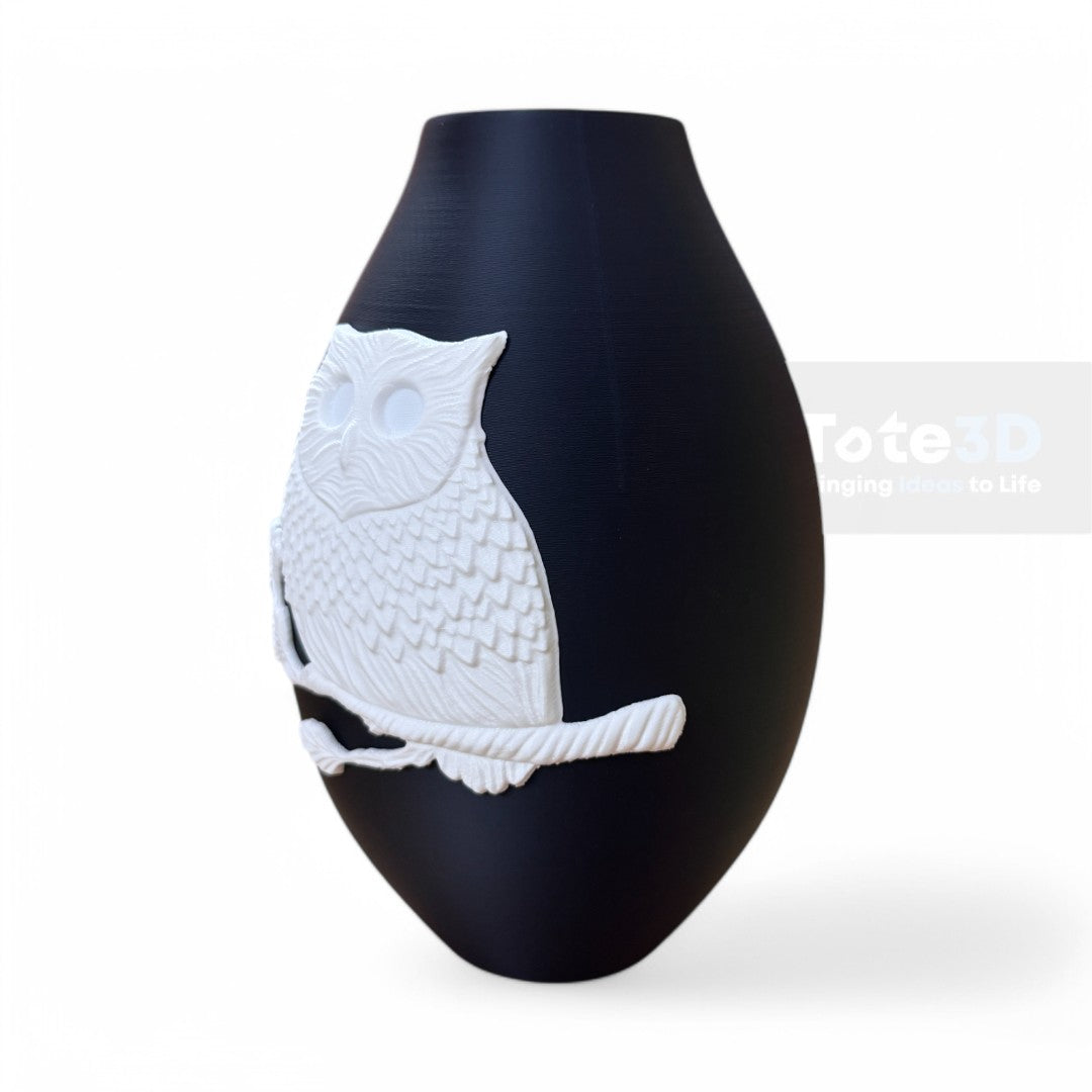 Wise Owl Vase – Black & White Home Decor