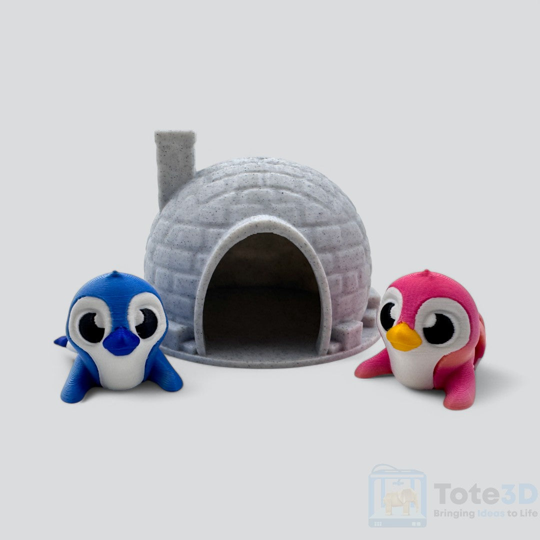 Penguins in Marble Igloo – Adorable Display Set