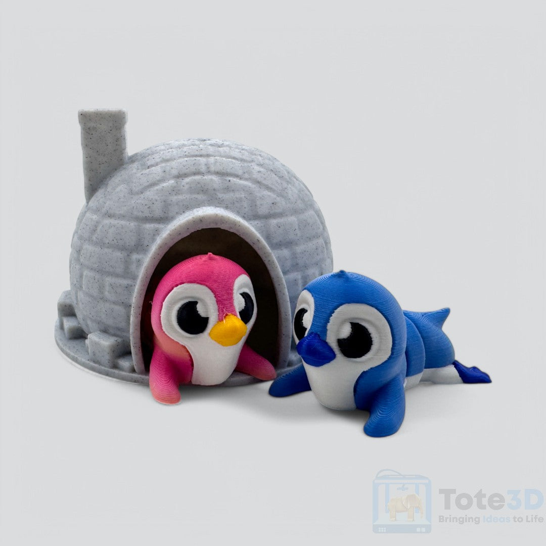Penguins in Marble Igloo – Adorable Display Set