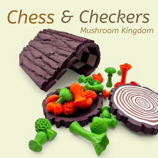 🌲 Mushroom Kingdom Chess & Checkers – The Magical Log Set! 🍄♟️