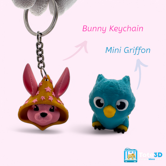 Magical Duo Bunny Keychain & Baby Griffon 🐰✨