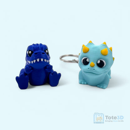 Mini Flexi Godzilla & Mini Flexi Triceratops Keychain (Set)