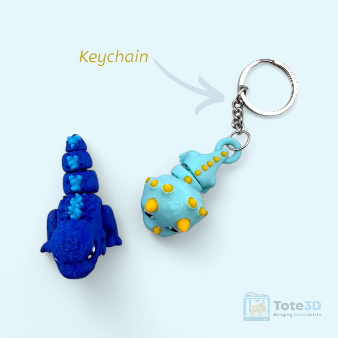 Mini Flexi Godzilla & Mini Flexi Triceratops Keychain (Set)