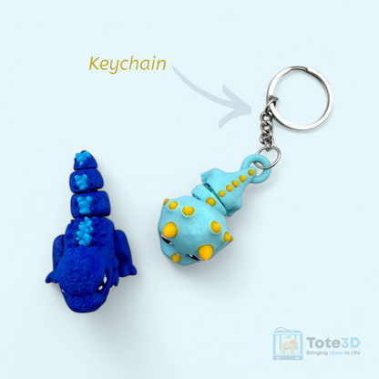 Mini Flexi Godzilla & Mini Flexi Triceratops Keychain (Set)
