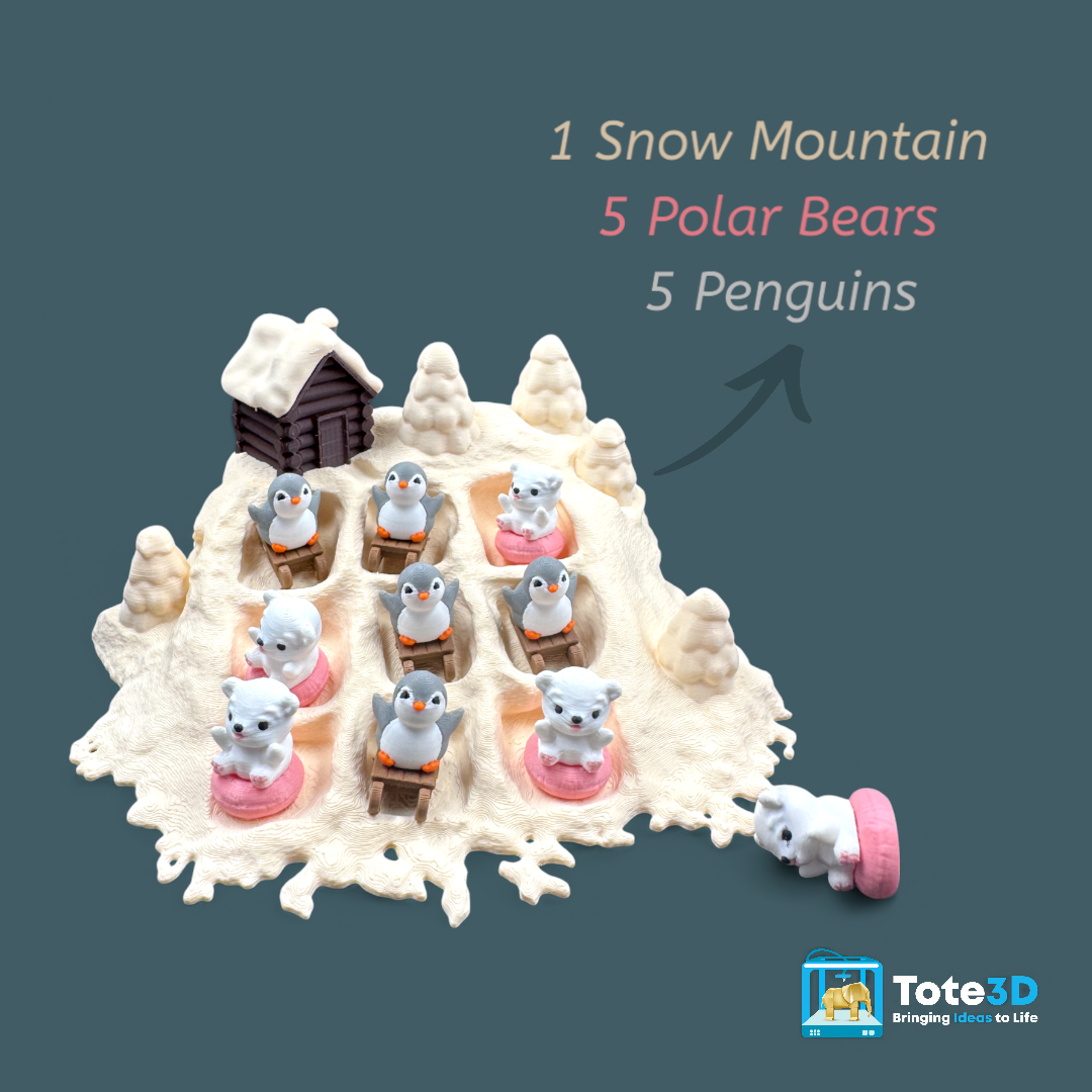 Snow Mountain Tic Tac Toe – Penguins vs Polar Bears! ❄️🐧🐻‍❄️