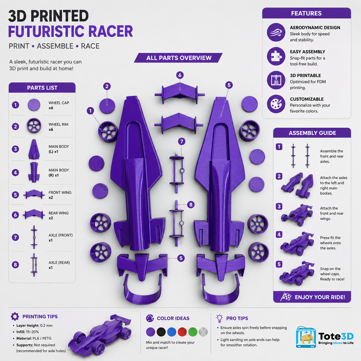 3D Printed Miniature Race Car Kit